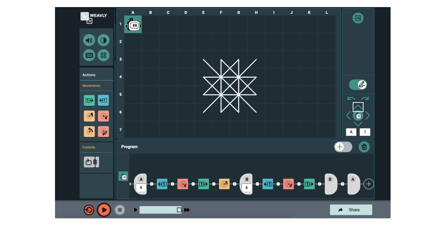 Drawing a geometric shape in Weavly using the Loop control Using loops to draw a stop sign in Weavly